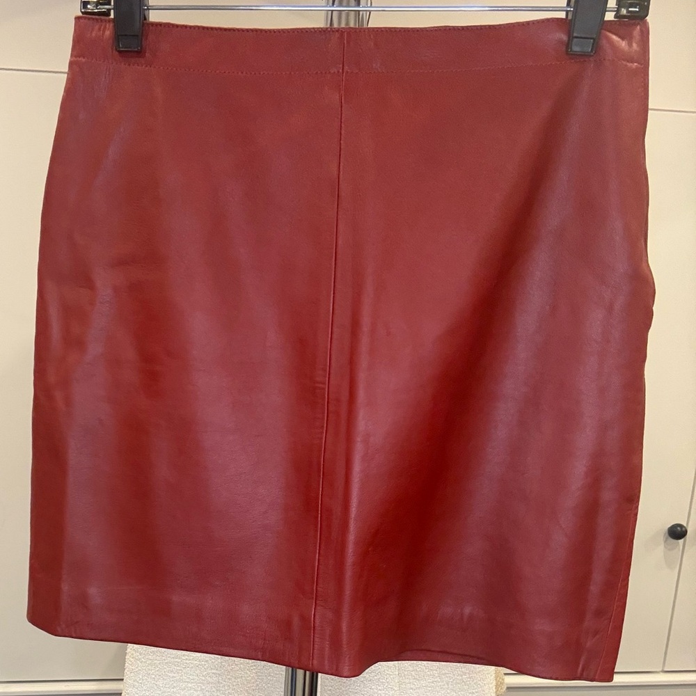 Sandro Deep Red Leather Mini Skirt